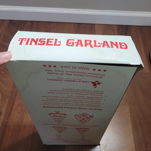 Golden Sleigh Silver Tinsel Garland Vintage Christmas Tree Mantle 15 Ft USA - Picture 5 of 15